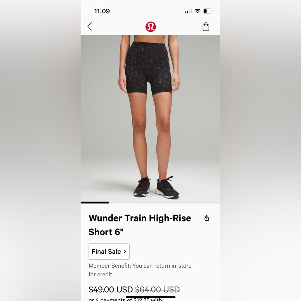 Lululemon wunder train biker short